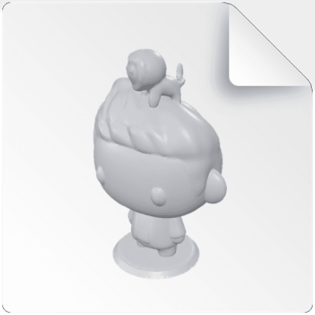 Preview 3MF de uma figura com uma criatura pequena em cima